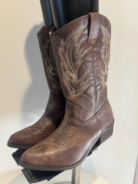 SheSole Women's Cowboy Boots Female Western Cowgirl Shoes Brown US 8.5-9
